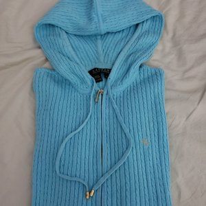 Lauren by Ralph Lauren Cable Knit L/S Hoodie Sweater Gold RL Logo